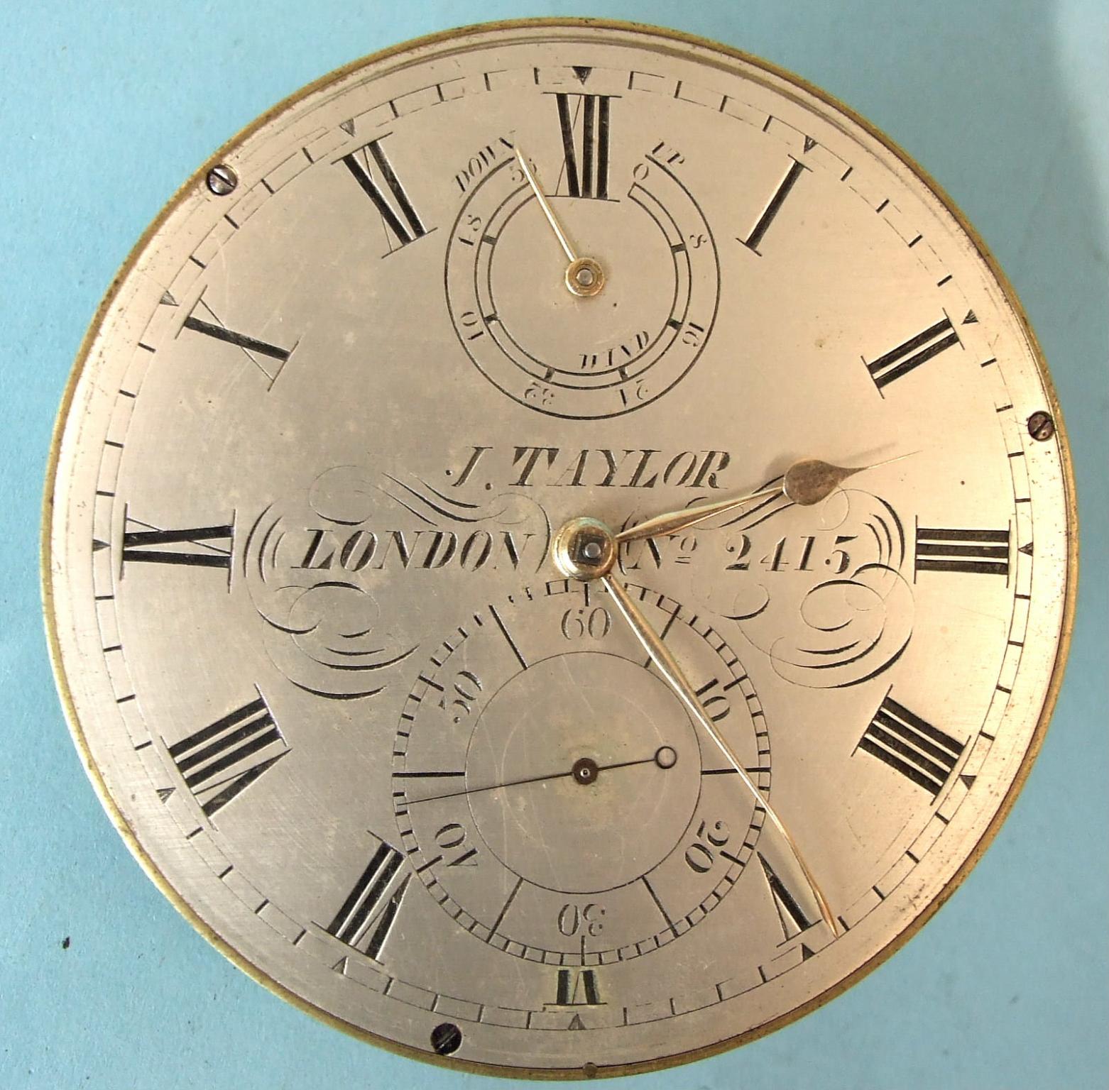 A marine chronometer, the four-inch silvered dial signed J Taylor, London, No.2415, with - Image 7 of 13