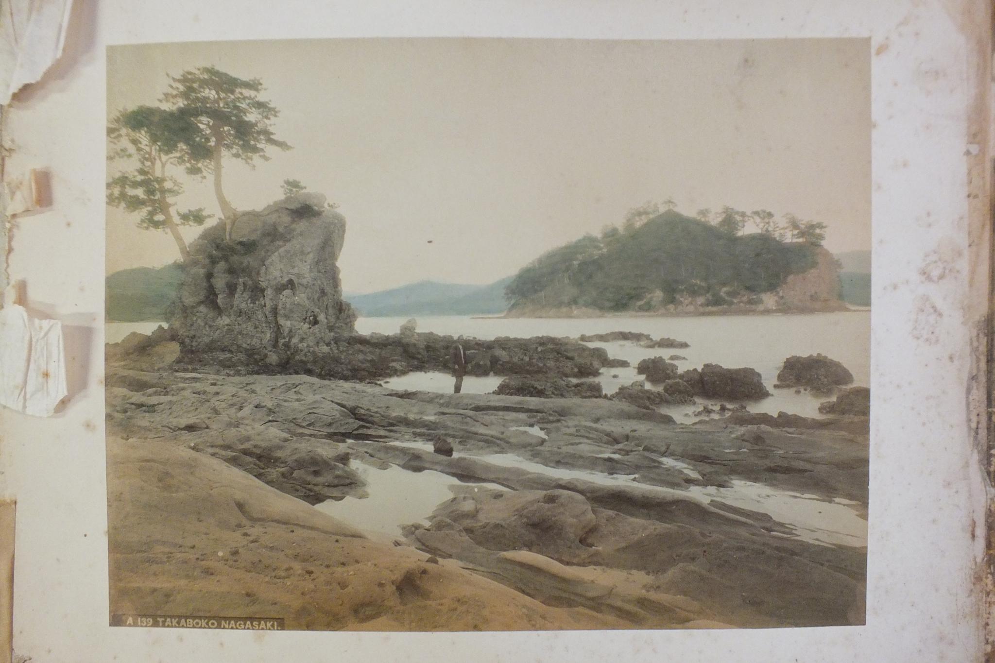 An early-20th century Japanese lacquered shibayama photograph album, containing fifty hand-tinted - Image 53 of 54