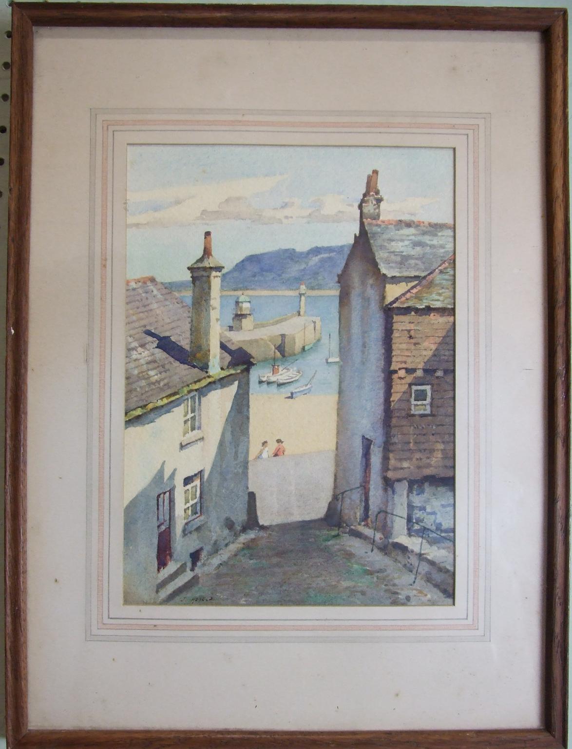 •J Heseldin (1887-1969) ST IVES Watercolour, signed, 24 x 17cm.