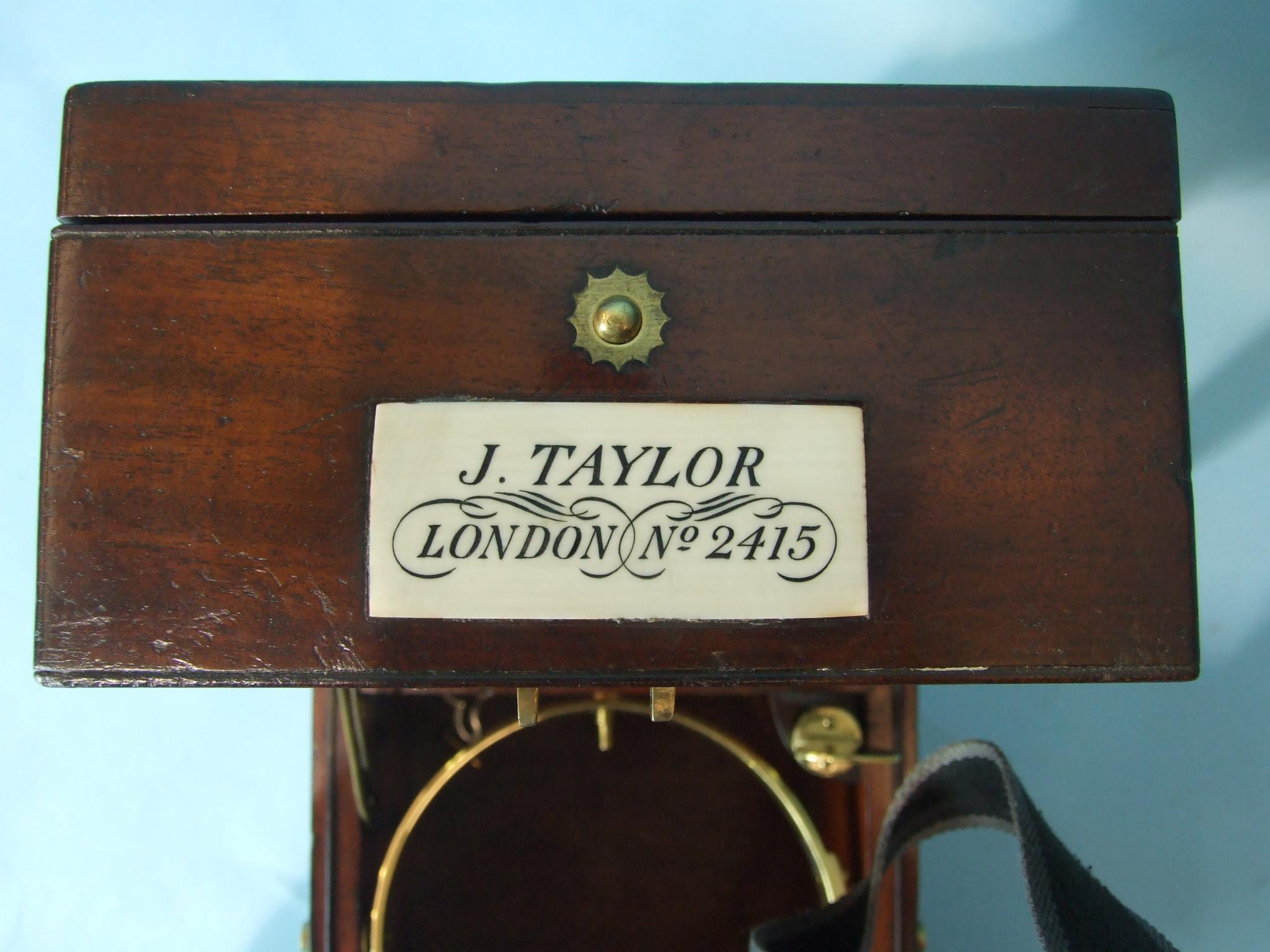 A marine chronometer, the four-inch silvered dial signed J Taylor, London, No.2415, with - Image 11 of 13