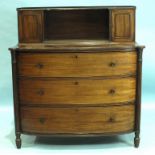 A late-George-III mahogany bow-fronted chest, the upper part having two small cupboard doors