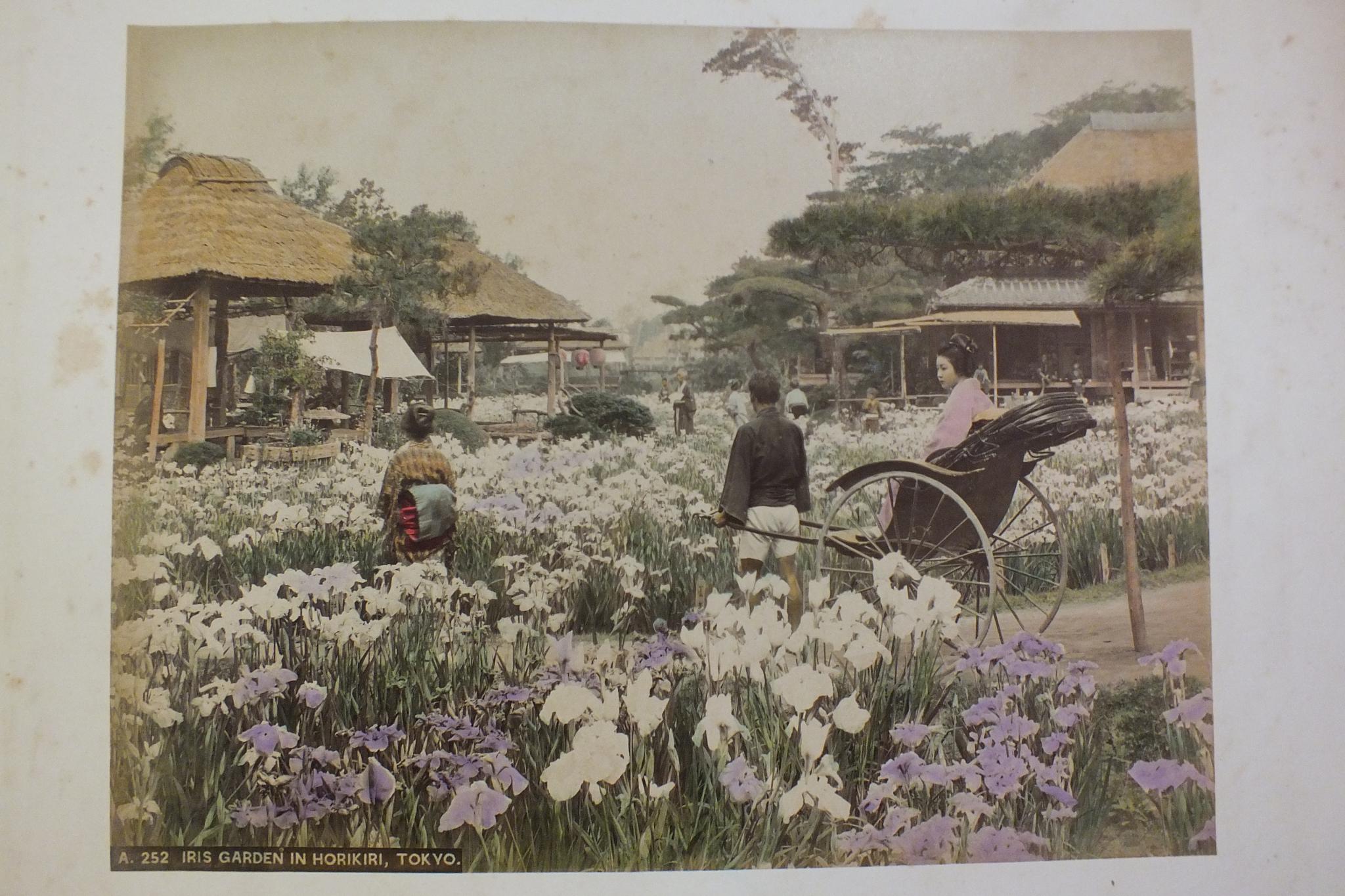 An early-20th century Japanese lacquered shibayama photograph album, containing fifty hand-tinted - Image 7 of 54