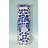 A 19th century Chinese blue and white porcelain sleeve vase decorated with dragons in branches, Kang