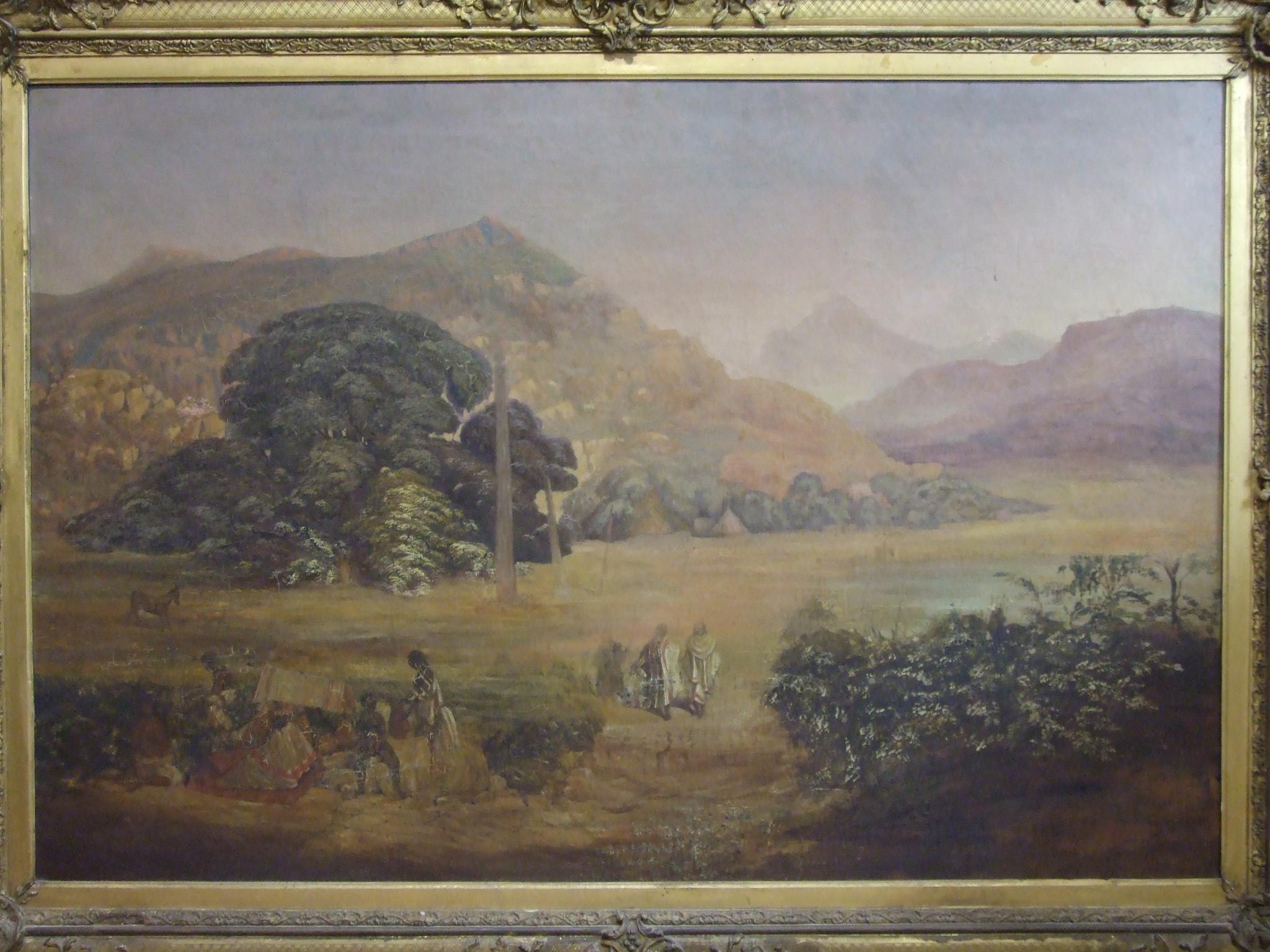 Mansfield Parkyns (1823-1894) AXUM ABYSSINIA, FIGURES AND DONKEYS IN A LANDSCAPE WITH TREES AND - Image 2 of 7