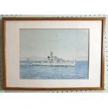 •Cdr Eric Erskine Campbell Tufnell RN (1888-1973) HMCS SUSSEXVALE OFF THE COAST Watercolour,