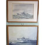 •Cdr Eric Erskine Campbell Tufnell RN (1888-1973) HMCS ONTARIO Watercolour, signed and titled, 26