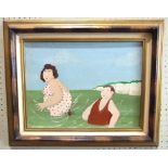 Style of Beryl Cook BATHERS OFF DOVER Oil on board, bears signature, 29 x 39cm.