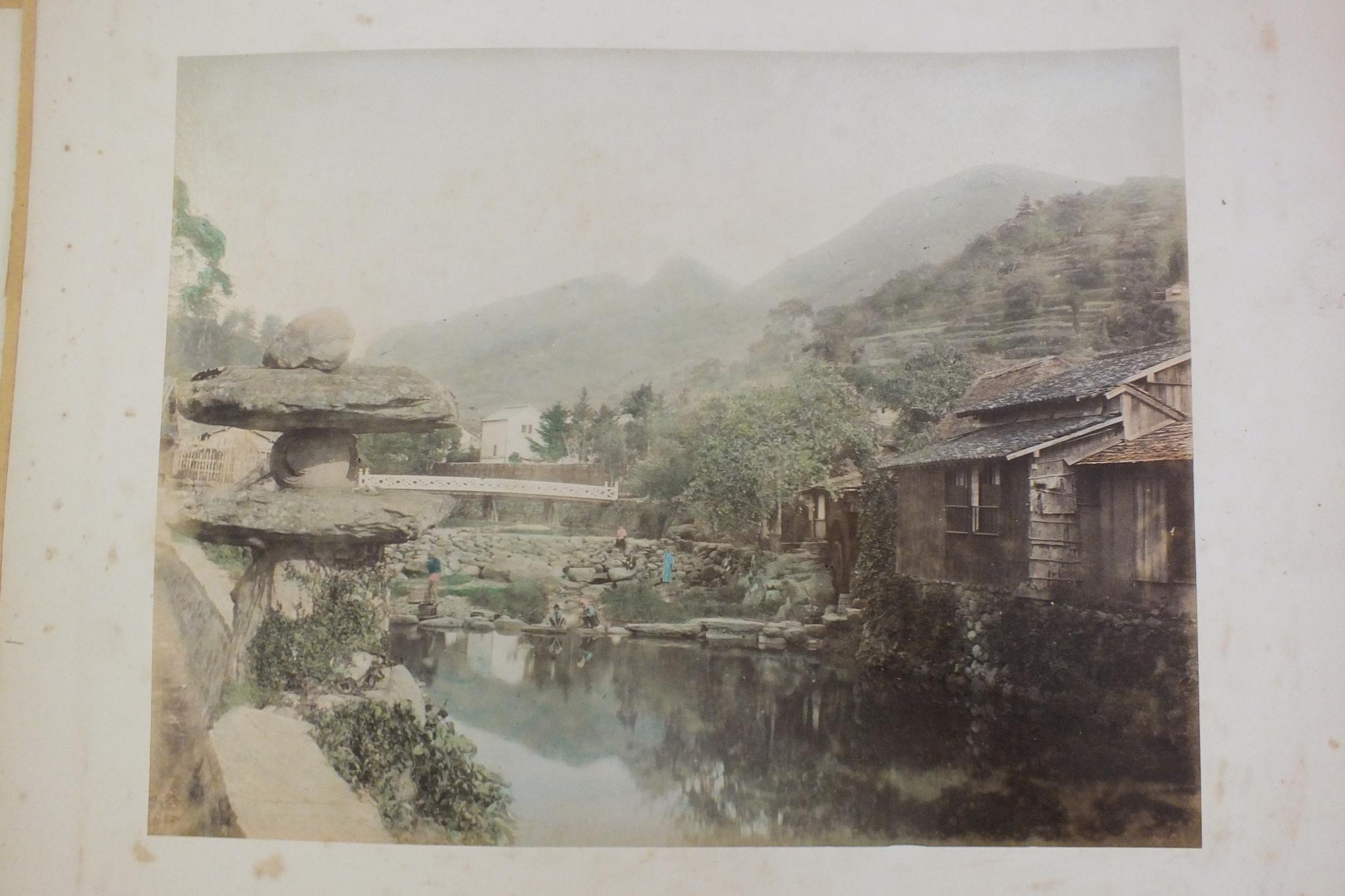 An early-20th century Japanese lacquered shibayama photograph album, containing fifty hand-tinted - Image 23 of 54