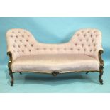 A 19th century rosewood double-ended sofa with serpentine seat and carved scroll arms and legs,