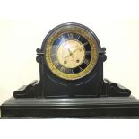 A pair of large slate mantel clocks of arched form, the gilded dials marked Page, Keen & Page,