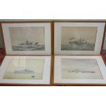 •Cdr Eric Erskine Campbell Tufnell RN (1888-1973) HMCS OTTAWA Watercolour, signed and titled, 19 x