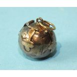 A gold on silver Masonic ball fob, 7.6g.