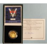 A 2005 gold proof two pounds, 60th Anniversary of the End of World War II, cased with certificate