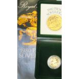 A 1980 proof sovereign in Royal Mint case, with leaflets.