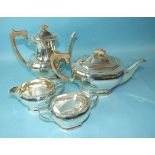 A plain octagonal four-piece tea service, Sheffield 1973, ___56oz.