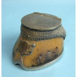 A silver mounted horses hoof inkwell with shield engraved Chelsea, Sire Cremone, dam Daleham Lass,