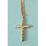 A 9ct gold cross on curb-link chain, 5.9g, 39.5cm.