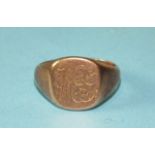 A 9ct rose gold signet ring, size P, 6.3g.