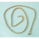 A 9ct yellow gold rope-twist chain, 45cm long, 10.6g.