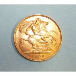 A 1908 half-sovereign.