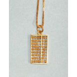 A modern 14k gold abacus pendant on box-link chain, 3.7g.