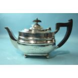 A bachelor's silver teapot by William Hutton & Sons, 12.5cm high, Sheffield 1936, with