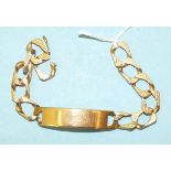 A 9ct gold identity bracelet, (worn), 28.6g.