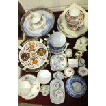 A collection of mainly 20th century ceramics, including a Crown Derby Imari plate, dishes, modern