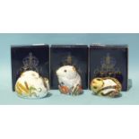 Three Royal Crown Derby paperweights, 'Dormouse', 'Poppy Mouse' (Collectors Guild Exclusive) and '