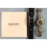 Fendi, a lady's wrist watch with steel and gold-plated case and bracelet and a DKNY steel-cased