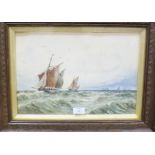 W H Pearson, 'Off Boulogne, fishing boats', signed watercolour, 26.5 x 39cm, D H Pinder 'Dixies