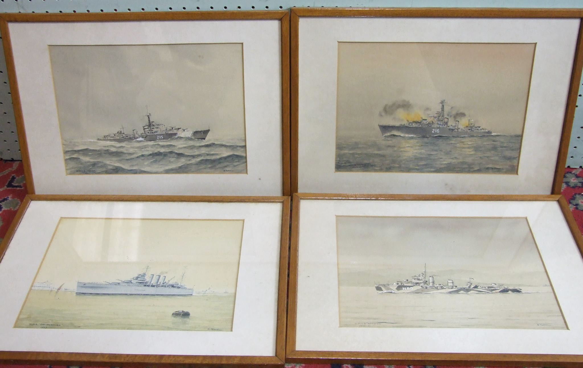 •Cdr Eric Erskine Campbell Tufnell RN (1888-1973), 'HMCS Ottawa', watercolour, signed and titled, 19