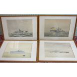 •Cdr Eric Erskine Campbell Tufnell RN (1888-1973), 'HMCS Ottawa', watercolour, signed and titled, 19