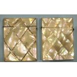 Two mother of pearl card cases, (each with one tile missing), (2).