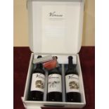 Vivanco Rioja, three bottles, in box.