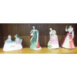 Four Royal Doulton figures, Afternoon Tea, HN1747, Queen Victoria, HN3125, Queen Anne, HN3141 and