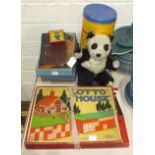 A collection of board games, children's books and miscellaneous collectors' items.