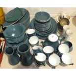 A collection of Poole blue-glazed dinner and tea ware, approximately 80 pieces and other items.