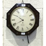 A good-quality early-19th century octagonal mahogany wall clock, the case inlaid with brass, the