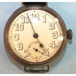 A Continental trench-type wrist watch, the white face with Arabic numerals and seconds subsidiary,