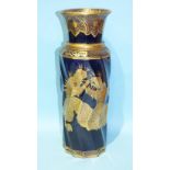 A 19th century Masons Ironstone cylindrical shape vase with gilt decoration depicting three dragons,