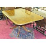 An antique mahogany tilt-top dining table, the well-figured top on quadruped support, 140 x 100cm