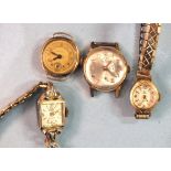 Mondaine, a lady's day/date wrist watch with gold-plated case, a gold-cased wrist watch, (not