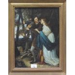 20th century, 'The Woodman and his lover', oil on board, 40 x 29cm, signed K Adrian?