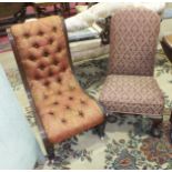 Two Victorian mahogany and upholstered nursing chairs, (2).