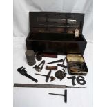 BOX WITH ASSORTED FOUNDRY TOOLS ETC