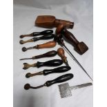 BOX OF LEATHER WORKERS/SADDLERS TOOLS