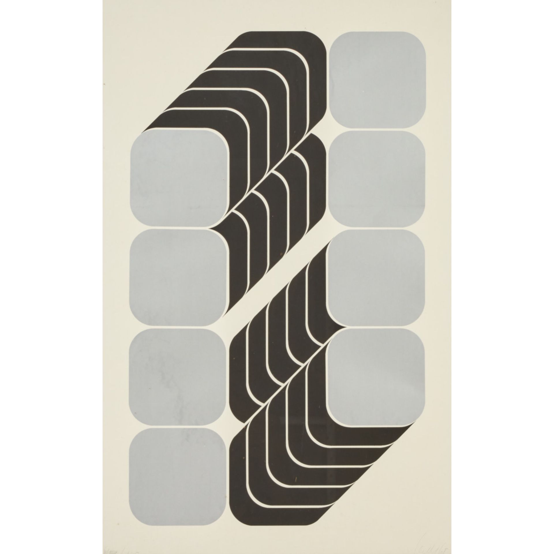 LENK, THOMAS (geb. 1933), "Geometrische Komposition in Schwarz und Silber",Serigraphie/Papier, u.re.