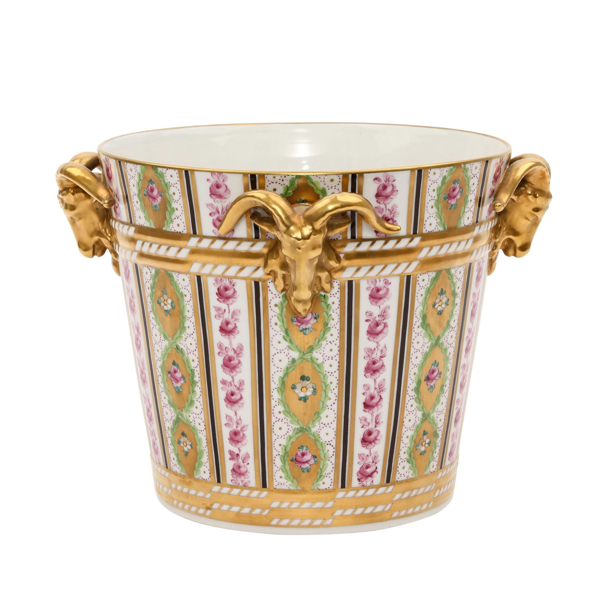 POTSCHAPPEL Dresden Cachepot, 20. Jh.Weißporzellan mit reicher Goldstaffage und polychromer - Image 4 of 5