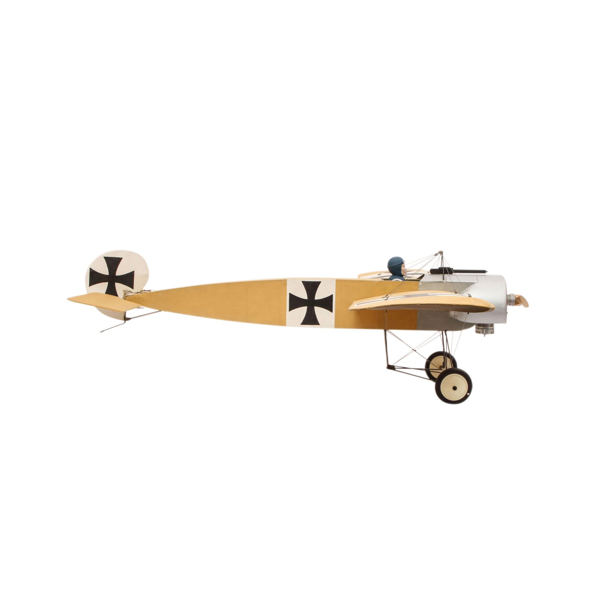 Modell des deutsches Jagdflugzeuges "Fokker E.III" aus dem 1.WK.,braungelb, Holz, Beplankung aus - Image 5 of 11